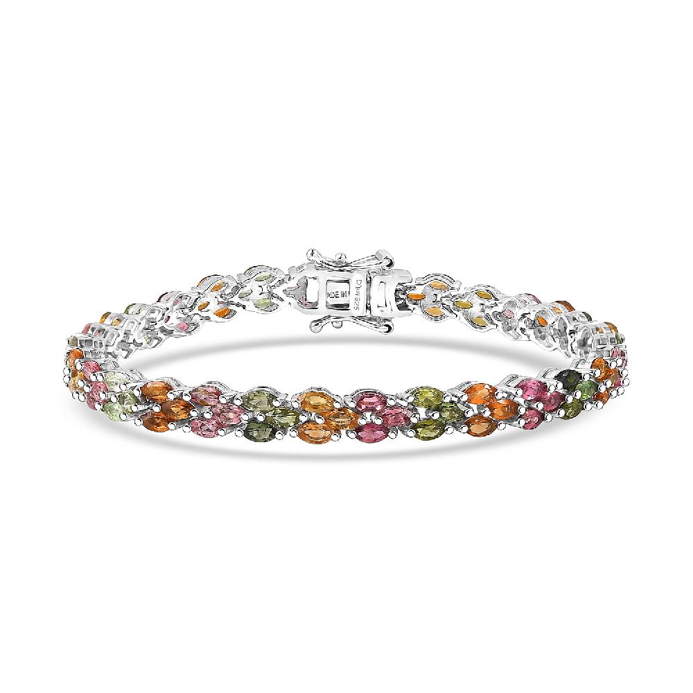 shop lc D'Joy Premium Multi-Tourmaline 7.00 ctw Rainbow Vine Bracelet in Rhodium Over Sterling Silver (6.50 In)