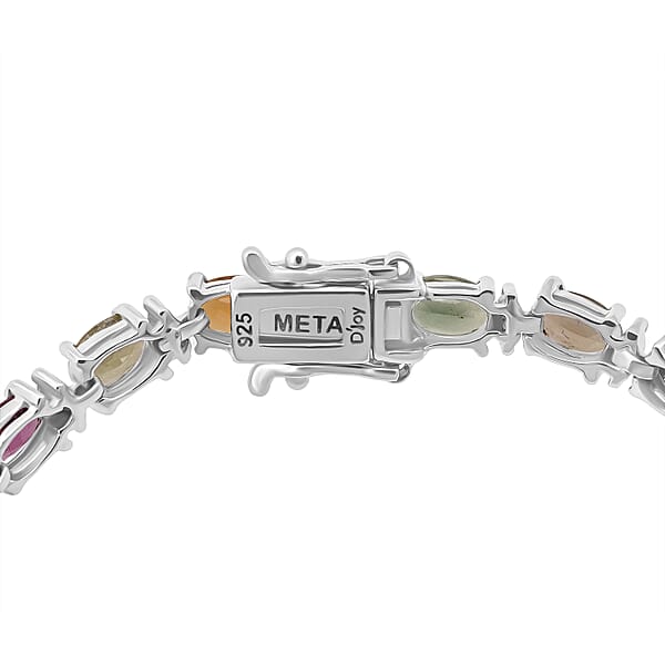 Shop Lc D'Joy Premium Multi-Tourmaline And Moissanite 11.00 Ctw Garden Of Lights Bracelet In Rhodium Over Sterling Silver (7.25 In)
