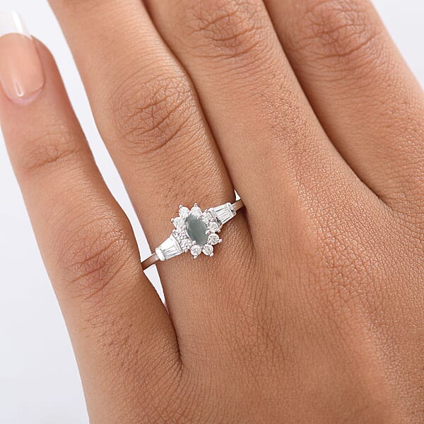Shop Lc D'Joy Premium Narsipatnam Alexandrite And White Zircon 0.90 Ctw Regal Blossom Ring In Rhodium Over Sterling Silver