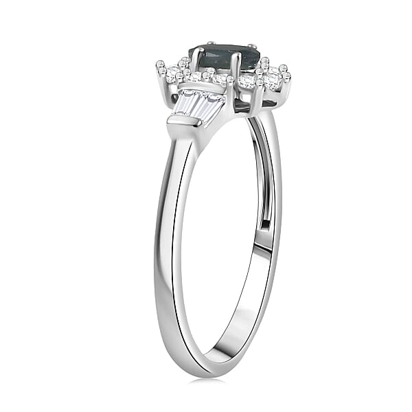 Shop Lc D'Joy Premium Narsipatnam Alexandrite And White Zircon 0.90 Ctw Regal Blossom Ring In Rhodium Over Sterling Silver
