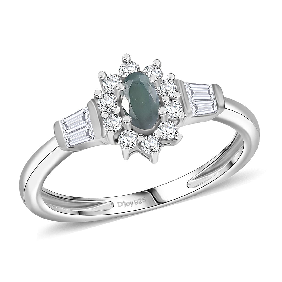 shop lc D'Joy Premium Narsipatnam Alexandrite and White Zircon 0.90 ctw Regal Blossom Ring in Rhodium Over Sterling Silver