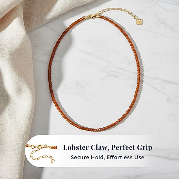 Shop Lc D'Joy Premium Orange Kyanite 95.00 Ctw Beaded Necklace In 18K Vermeil Yellow Gold Over Sterling Silver 18-20 Inches