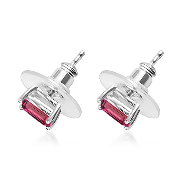 Shop Lc D'Joy Premium Ouro Fino Rubellite 1.20 Ctw Solitaire Stud Earrings In Platinum Over Sterling Silver