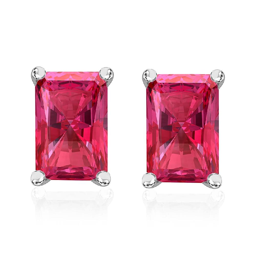 shop lc D'Joy Premium Ouro Fino Rubellite 1.20 ctw Solitaire Stud Earrings in Platinum Over Sterling Silver