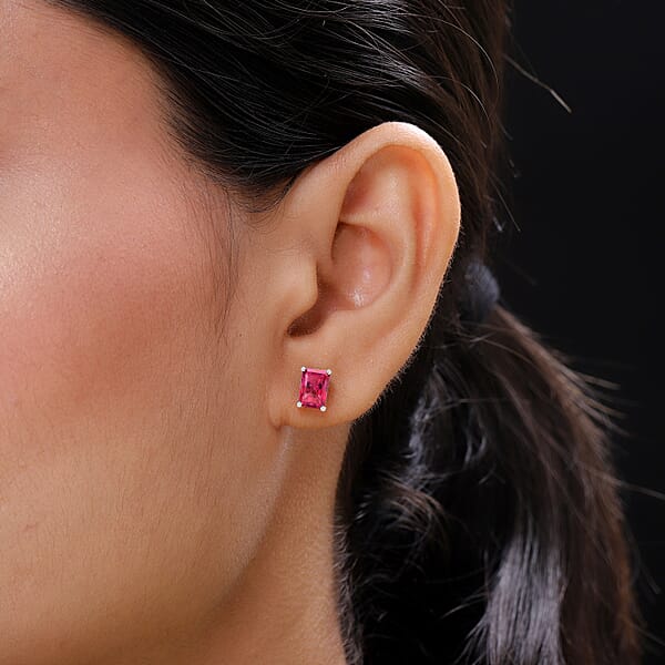 Shop Lc D'Joy Premium Ouro Fino Rubellite 2.50 Ctw Solitaire Stud Earrings In Platinum Over Sterling Silver