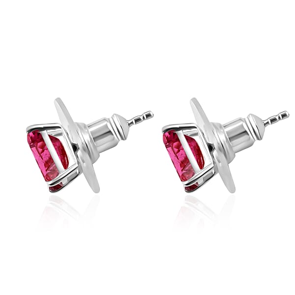 Shop Lc D'Joy Premium Ouro Fino Rubellite 2.50 Ctw Solitaire Stud Earrings In Platinum Over Sterling Silver