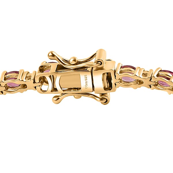 Shop Lc D'Joy Premium Ouro Fino Rubellite And Moissanite 5.90 Ctw Sunset Serenade Bracelet In 18K Vermeil Yellow Gold Over Sterling Silver (7.25 In)