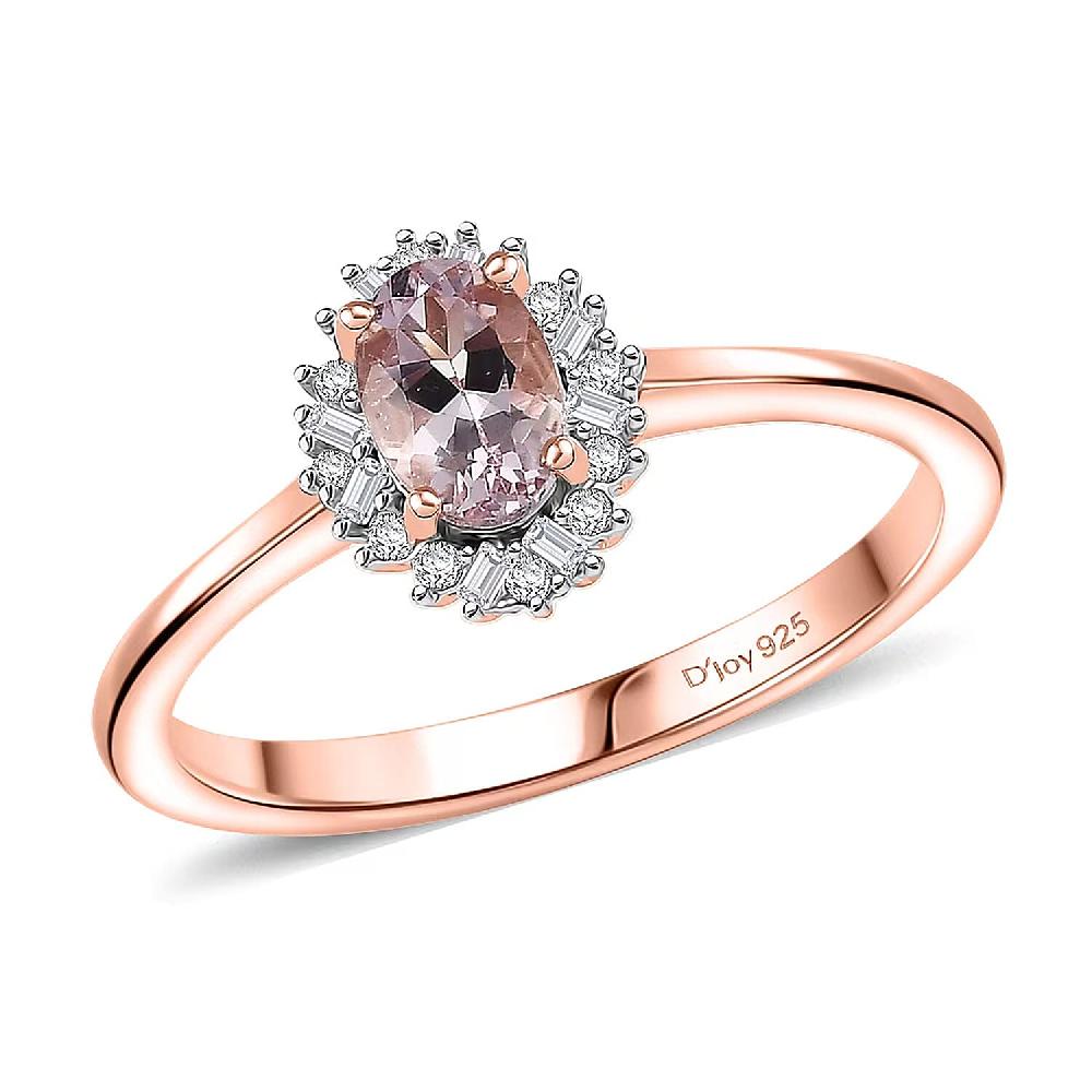 shop lc D'Joy Premium Pink Morganite and Diamond 0.50 ctw Crown Blossom Ring in 18K Vermeil Rose Gold Over Sterling Silver