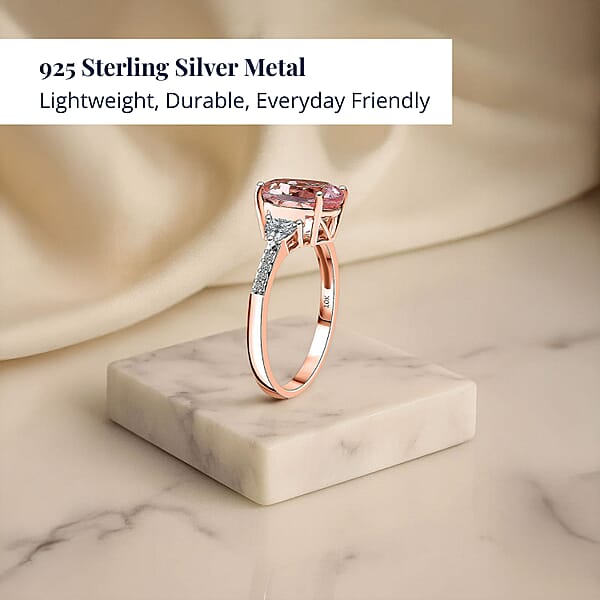 Shop Lc D'Joy Premium Pink Morganite And Multi Gemstone 2.70 Ctw Rose Sunburst Ring In 18K Vermeil Rose Gold Over Sterling Silver
