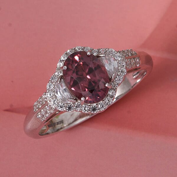 Shop Lc D'Joy Premium Pink Zircon And White Zircon 2.65 Ctw Regal Heritage Ring In Rhodium Over Sterling Silver