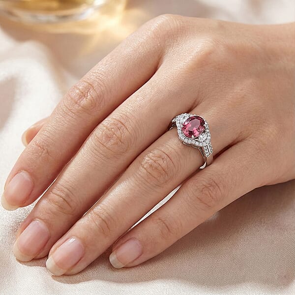 Shop Lc D'Joy Premium Pink Zircon And White Zircon 2.65 Ctw Regal Heritage Ring In Rhodium Over Sterling Silver