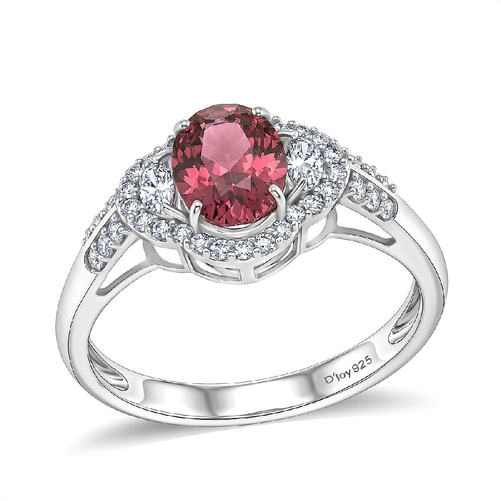 shop lc D'Joy Premium Pink Zircon and White Zircon 2.65 ctw Regal Heritage Ring in Rhodium Over Sterling Silver