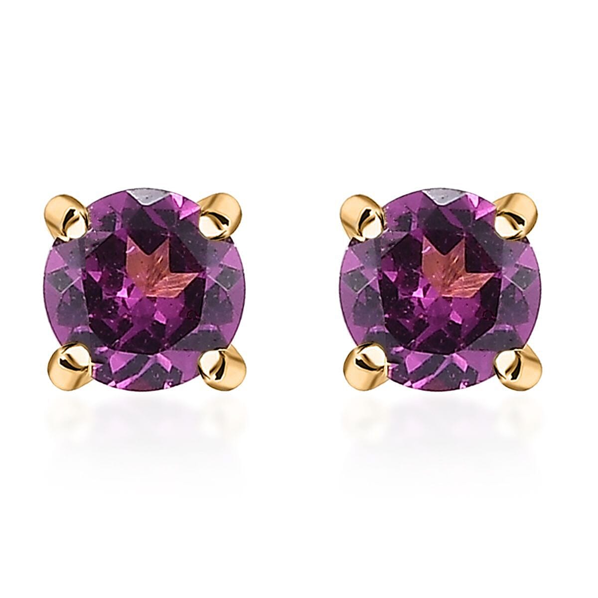 shop lc D'Joy Premium Radiant Ember Garnet 0.90 ctw Solitaire Stud Earrings in 18K Vermeil Yellow Gold Over Sterling Silver