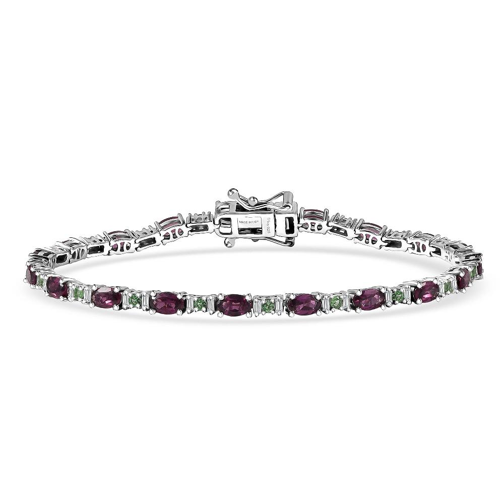 shop lc D'Joy Premium Radiant Ember Garnet and Multi Gemstone 6.85 ctw Garden Link Bracelet in Rhodium Over Sterling Silver (7.25 In)