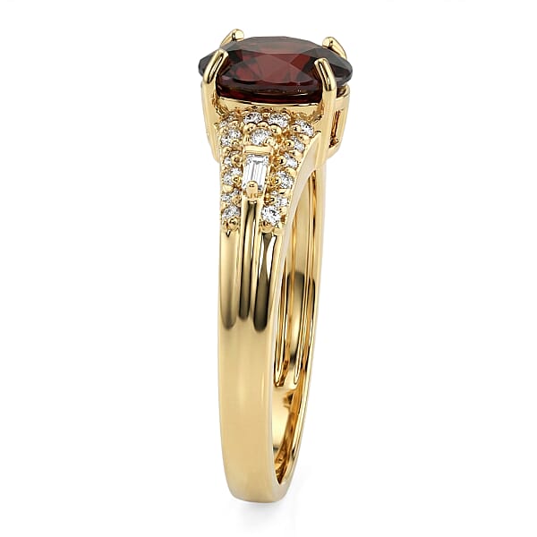 Shop Lc D'Joy Premium Red Zircon And Moissanite 2.30 Ctw Flame Oval Ring In 18K Vermeil Yellow Gold Over Sterling Silver