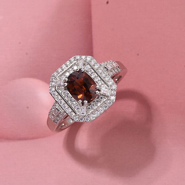 Shop Lc D'Joy Premium Red Zircon And Moissanite 3.00 Ctw Scarlet Flame Ring In Rhodium Over Sterling Silver