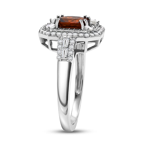 Shop Lc D'Joy Premium Red Zircon And Moissanite 3.00 Ctw Scarlet Flame Ring In Rhodium Over Sterling Silver