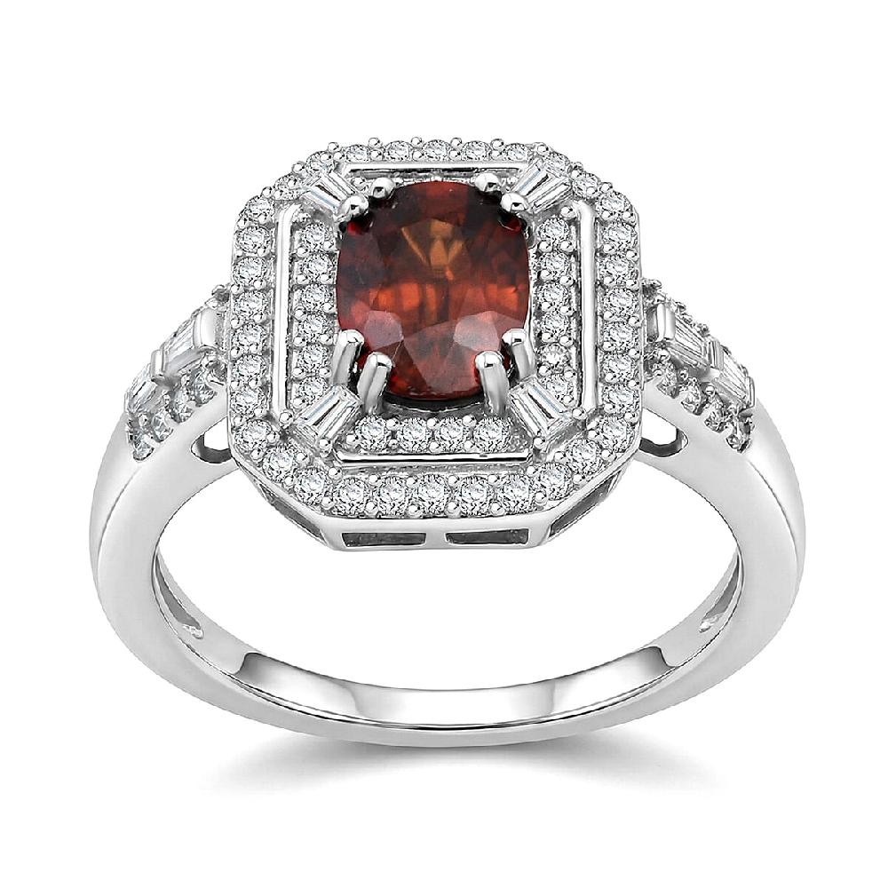 shop lc D'Joy Premium Red Zircon and Moissanite 3.00 ctw Scarlet Flame Ring in Rhodium Over Sterling Silver