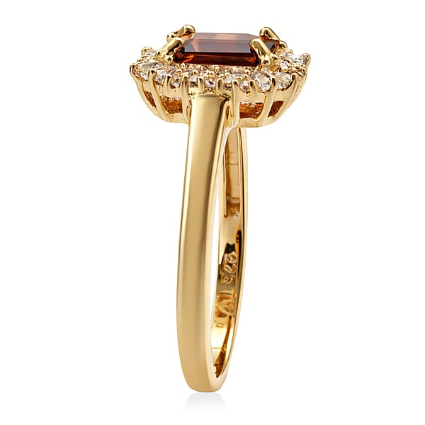 Shop Lc D'Joy Premium Red Zircon And White Zircon 2.10 Ctw Imperial Seal Ring In 18K Vermeil Yellow Gold Over Sterling Silver (Del. In 7-10 Days)