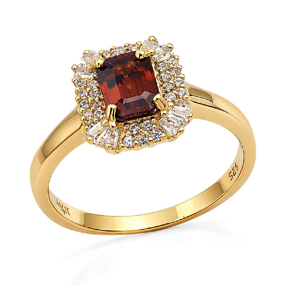 shop lc D'Joy Premium Red Zircon and White Zircon 2.10 ctw Imperial Seal Ring in 18K Vermeil Yellow Gold Over Sterling Silver (Del. in 7-10 Days)