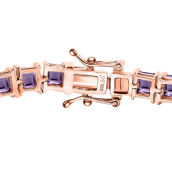 Shop Lc D'Joy Premium Rose De France Amethyst 22.10 Ctw Tennis Bracelet In 18K Vermeil Rose Gold Over Sterling Silver (7.25 In)