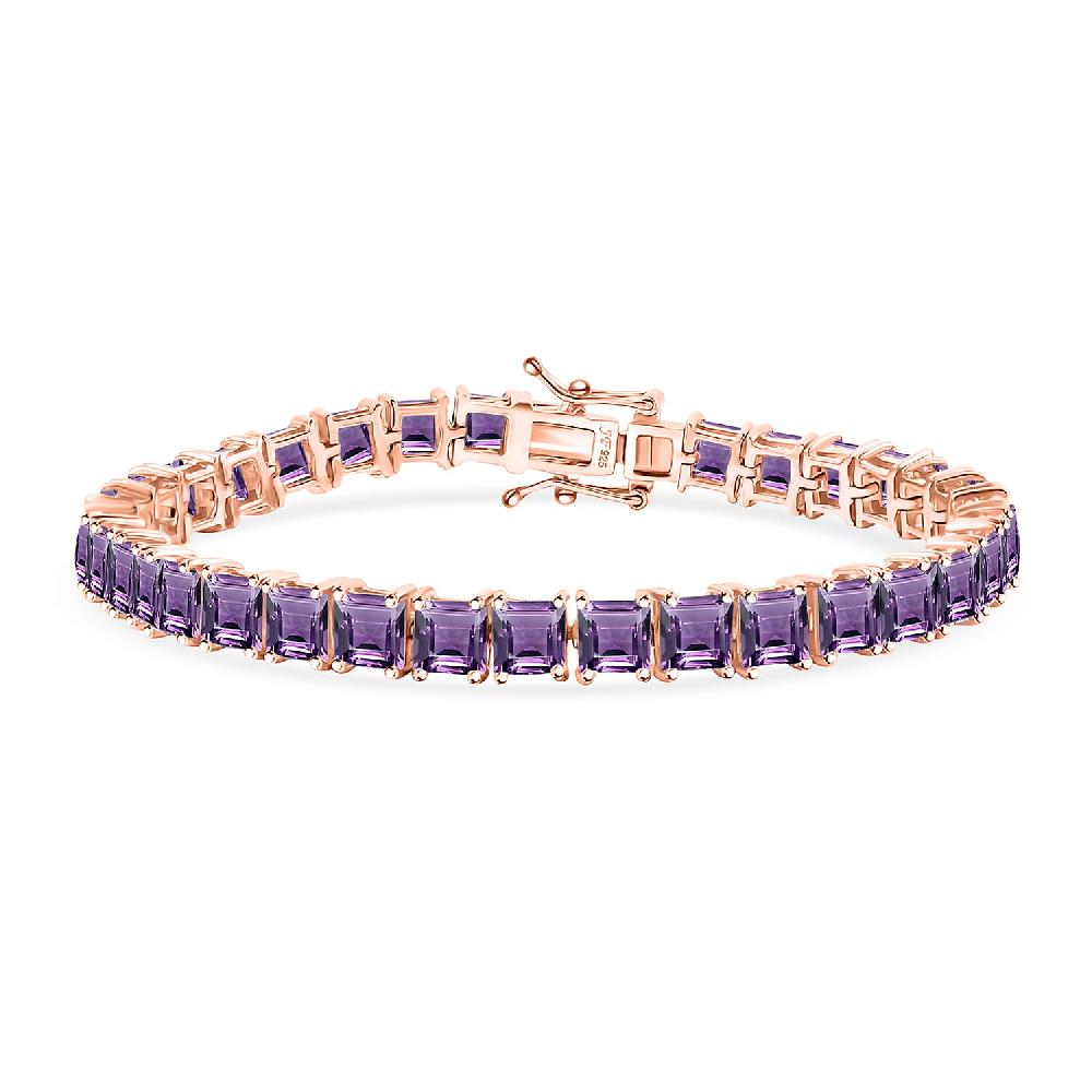 shop lc D'Joy Premium Rose De France Amethyst 22.10 ctw Tennis Bracelet in 18K Vermeil Rose Gold Over Sterling Silver (7.25 In)