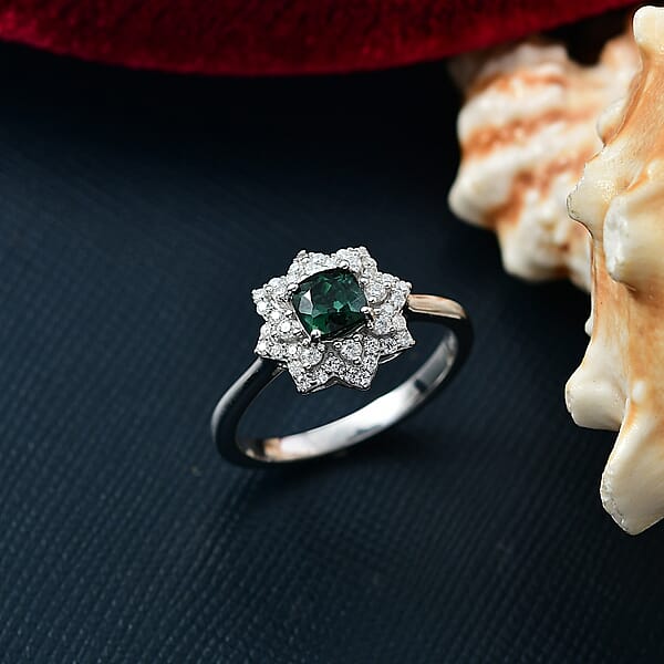 Shop Lc D'Joy Premium Santa Rosa Tourmaline And Moissanite 1.00 Ctw Ring In Rhodium Over Sterling Silver