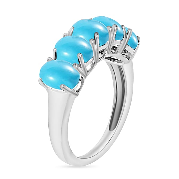Shop Lc D'Joy Premium Sleeping Beauty Turquoise 2.75 Ctw 5 Stone Ring In Platinum Over Sterling Silver