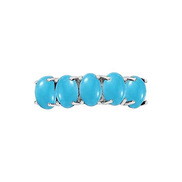 Shop Lc D'Joy Premium Sleeping Beauty Turquoise 2.75 Ctw 5 Stone Ring In Platinum Over Sterling Silver