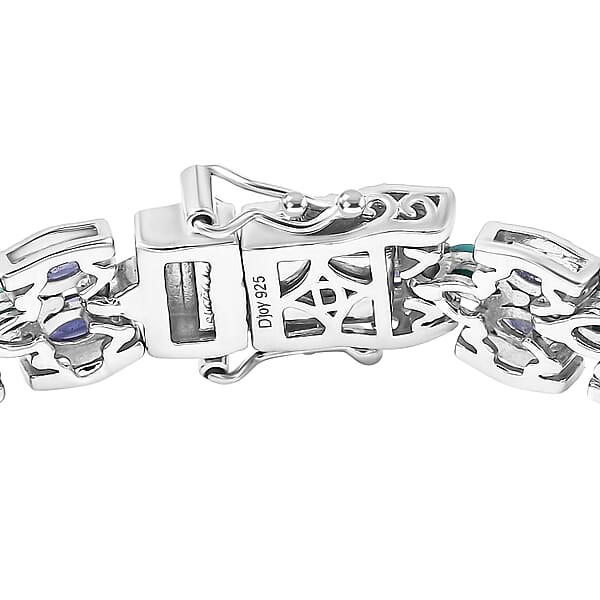 Shop Lc D'Joy Premium Sleeping Beauty Turquoise And Catalina Iolite 9.25 Ctw Blue Majesty Bracelet In Rhodium Over Sterling Silve (7.25 In)