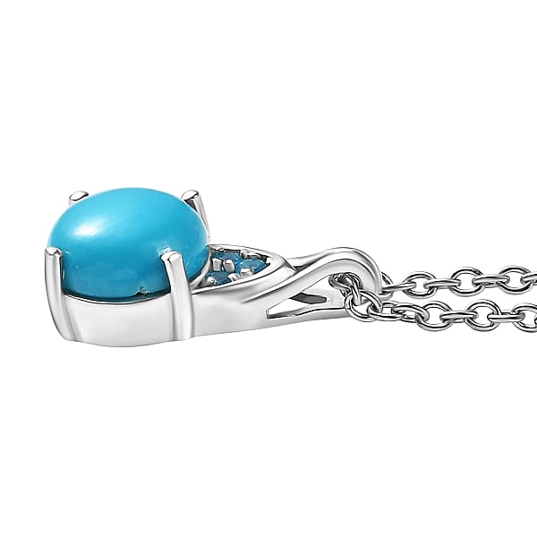 Shop Lc D'Joy Premium Sleeping Beauty Turquoise And Malgache Neon Apatite 1.90 Ctw Pendant Necklace In Platinum Over Sterling Silver 20 Inches