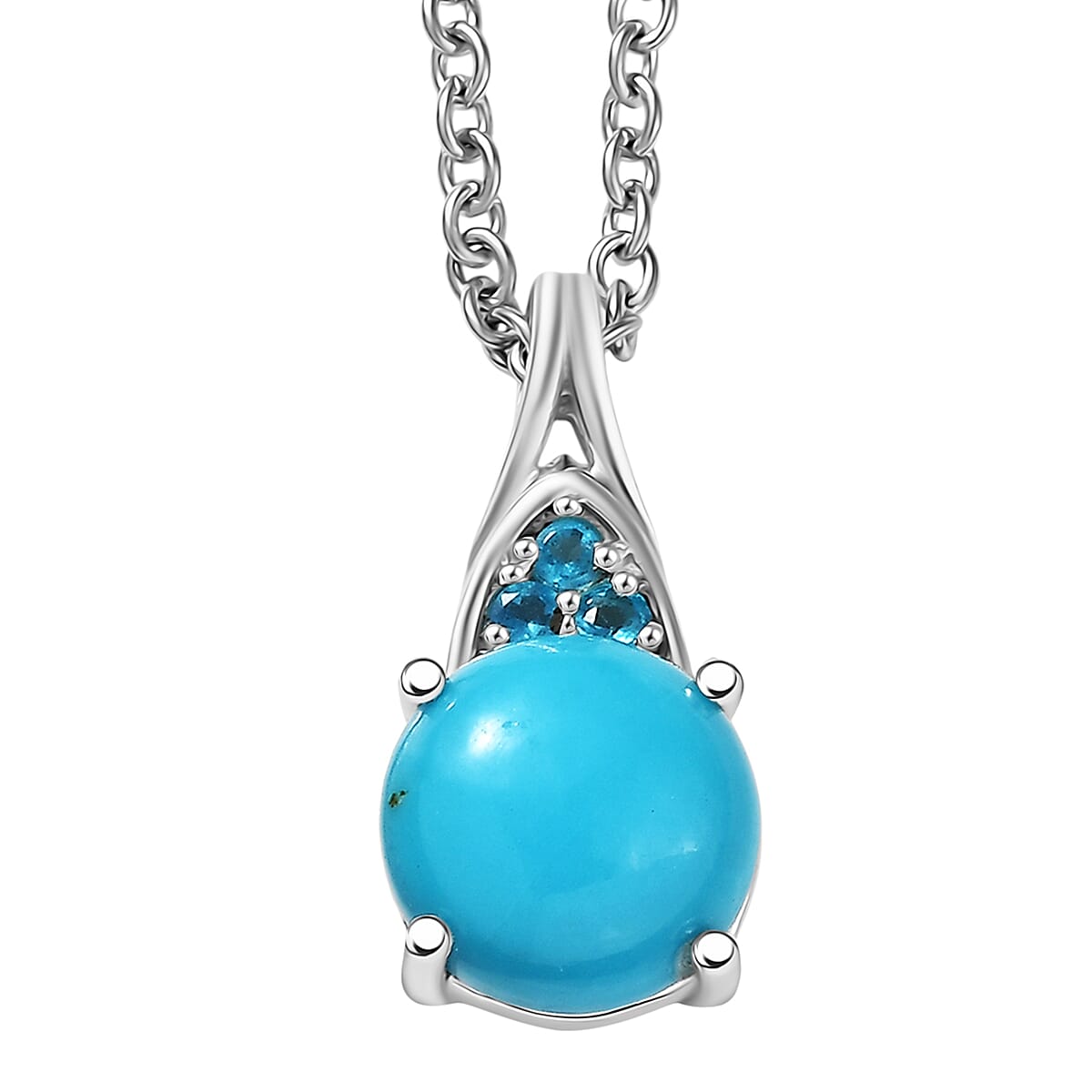 shop lc D'Joy Premium Sleeping Beauty Turquoise and Malgache Neon Apatite 1.90 ctw Pendant Necklace in Platinum Over Sterling Silver 20 Inches