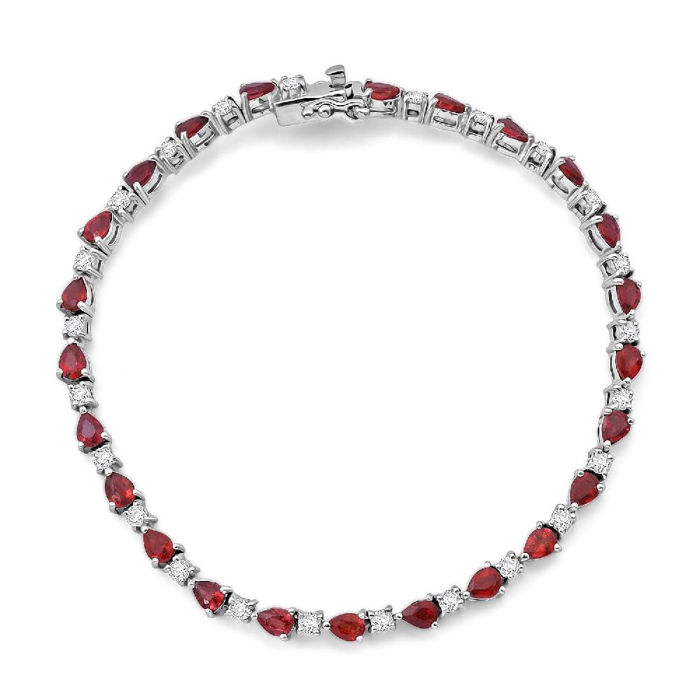shop lc D'Joy Premium Songea Sapphire and Moissanite 5.40 ctw Crimson Elegance Bracelet in Rhodium Over Sterling Silver (6.50 In)