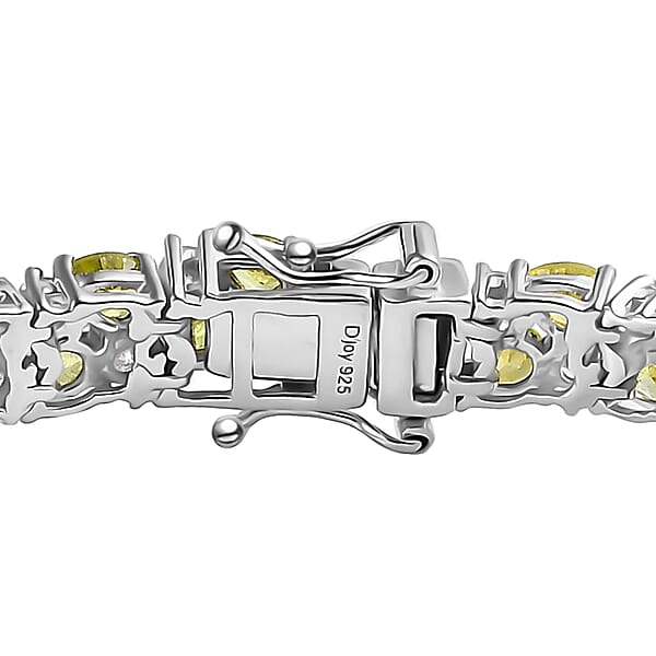 Shop Lc D'Joy Premium Sphene And Moissanite Bracelet In Rhodium Over Sterling Silver (7.25 In) 13.50 Ctw