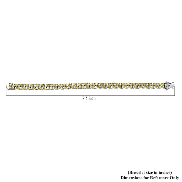 Shop Lc D'Joy Premium Sphene And Moissanite Bracelet In Rhodium Over Sterling Silver (7.25 In) 13.50 Ctw