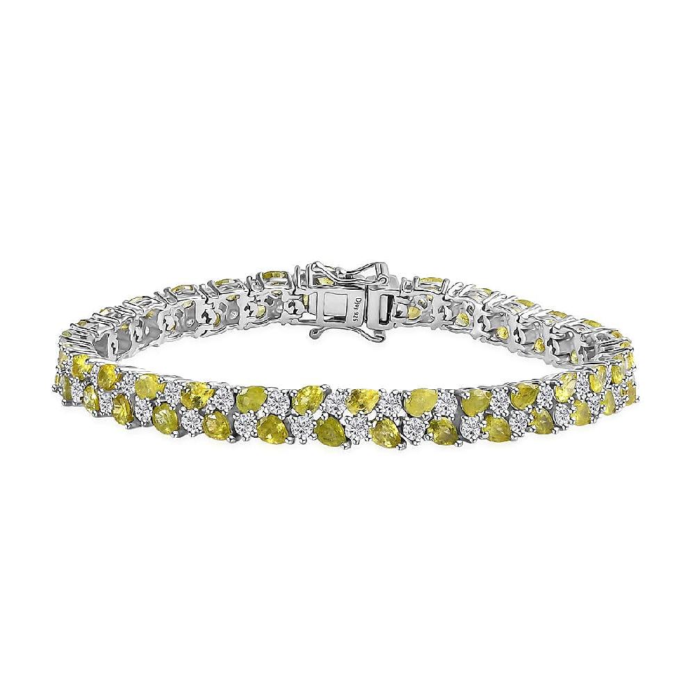 shop lc D'Joy Premium Sphene and Moissanite Bracelet in Rhodium Over Sterling Silver (7.25 In) 13.50 ctw