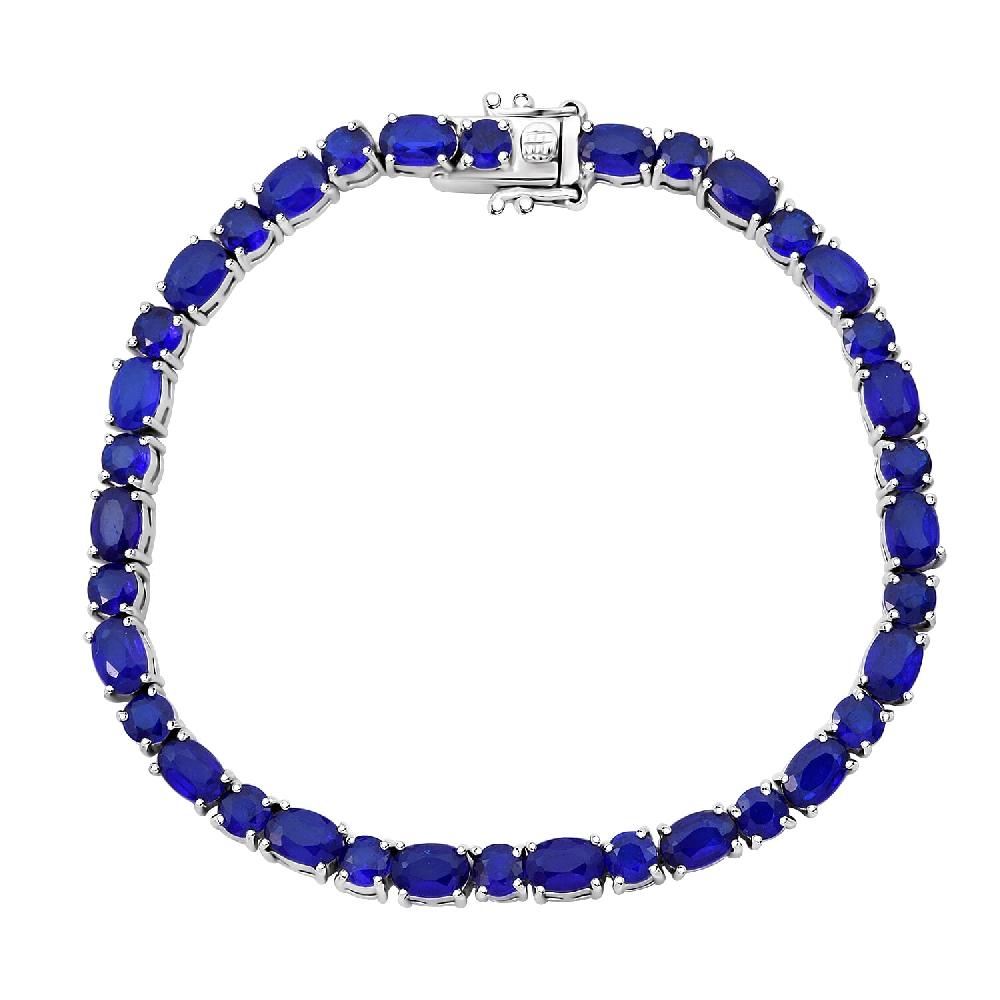shop lc D'Joy Premium Tanzanian Blue Spinel (DF) 13.90 ctw Midnight Elegance Bracelet in Rhodium Over Sterling Silver (6.50 In)
