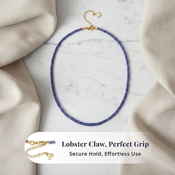 Shop Lc D'Joy Premium Tanzanite 70.00 Ctw Beaded Necklace In 18K Vermeil Yellow Gold Over Sterling Silver 18-20 Inches