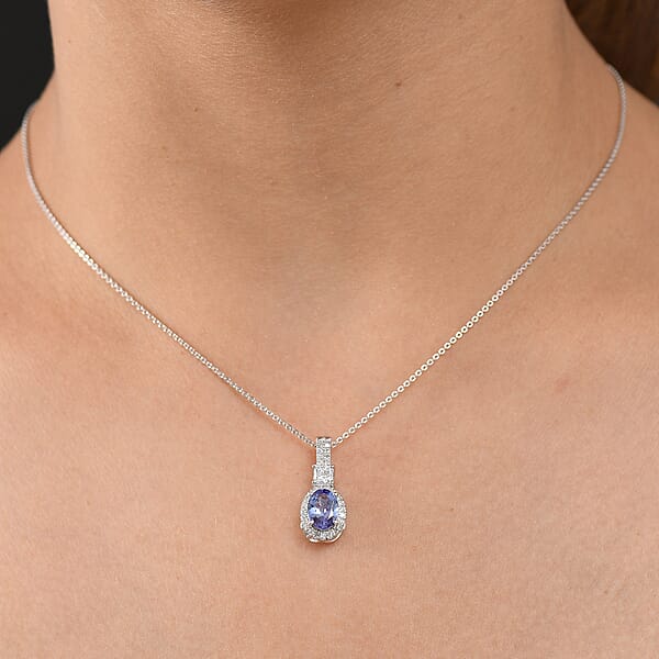 Shop Lc D'Joy Premium Tanzanite And Lab Grown Diamond 1.80 Ctw Pendant Necklace In Rhodium Over Sterling Silver 20 Inches