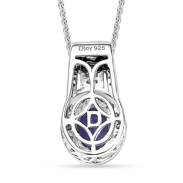 Shop Lc D'Joy Premium Tanzanite And Moissanite 1.50 Ctw Pendant Necklace In Rhodium Over Sterling Silver 20 Inches