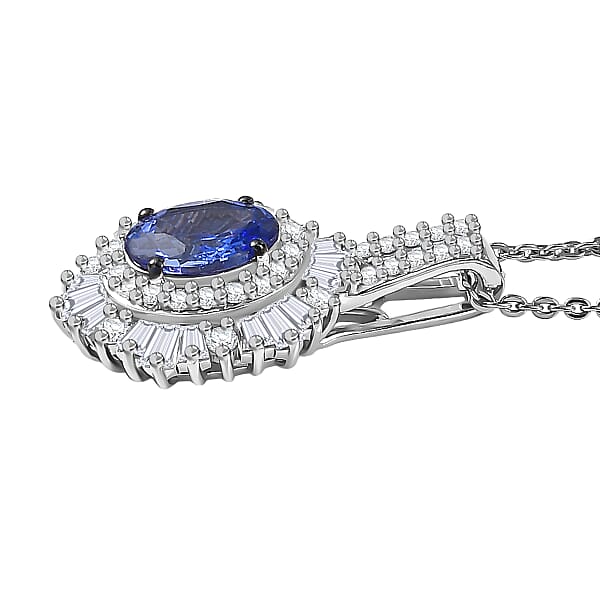 Shop Lc D'Joy Premium Tanzanite And Moissanite 2.00 Ctw Celestial Radiance Pendant Necklace In Rhodium Over Sterling Silver 20 Inches