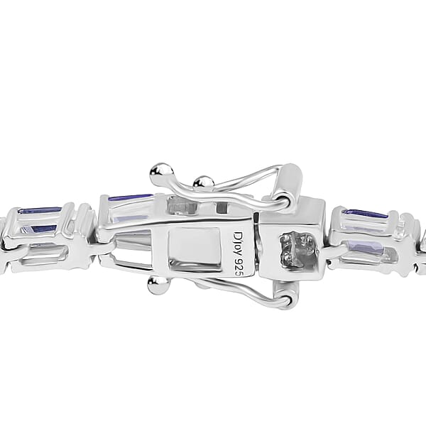 Shop Lc D'Joy Premium Tanzanite And Moissanite 7.90 Ctw Floral Vine Bracelet In Rhodium Over Sterling Silver (7.25 In)