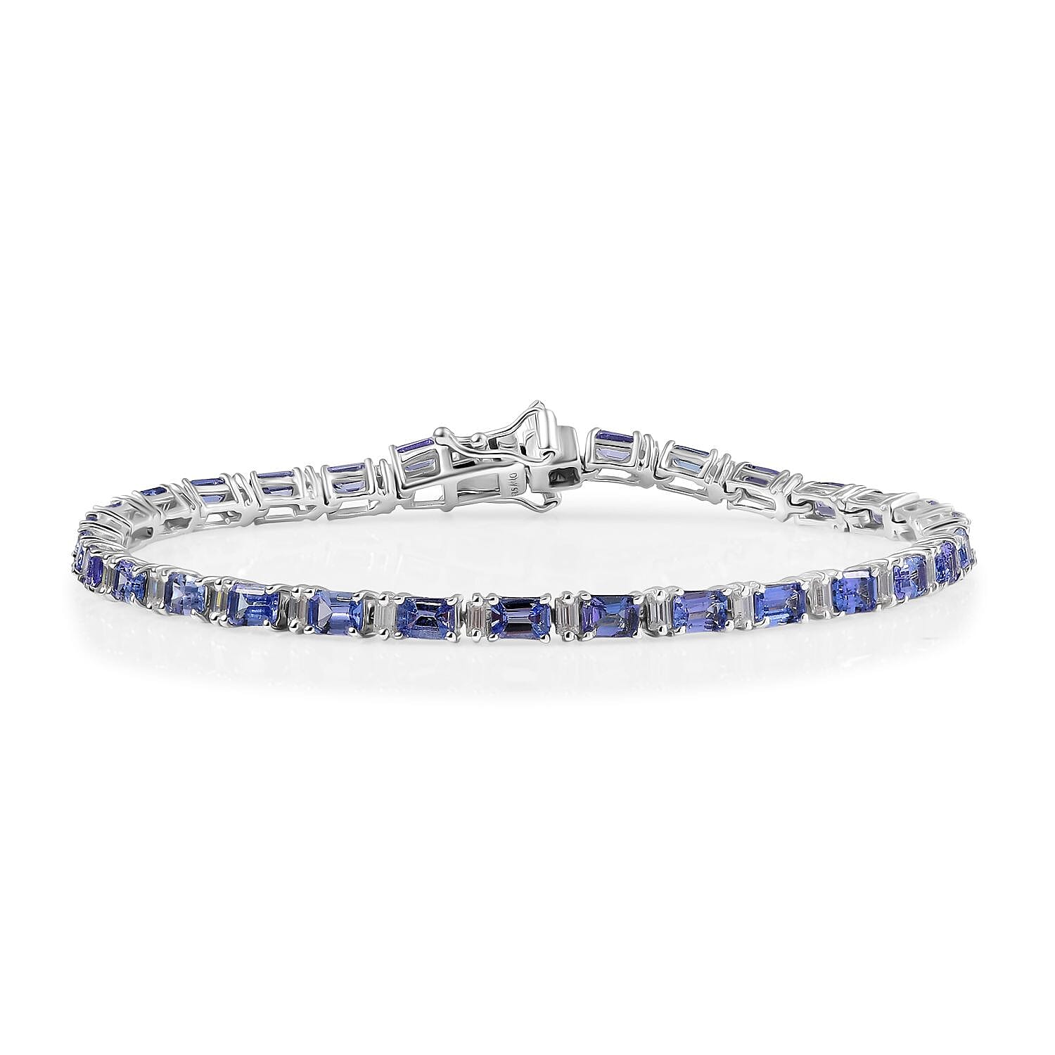 shop lc D'Joy Premium Tanzanite and Moissanite 7.90 ctw Floral Vine Bracelet in Rhodium Over Sterling Silver (7.25 In)