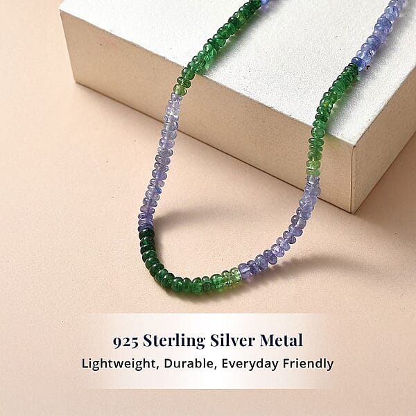Shop Lc D'Joy Premium Tanzanite And Tsavorite Garnet 40.00 Ctw Beaded Necklace In 18K Vermeil Yellow Gold Over Sterling Silver 18-20 Inches
