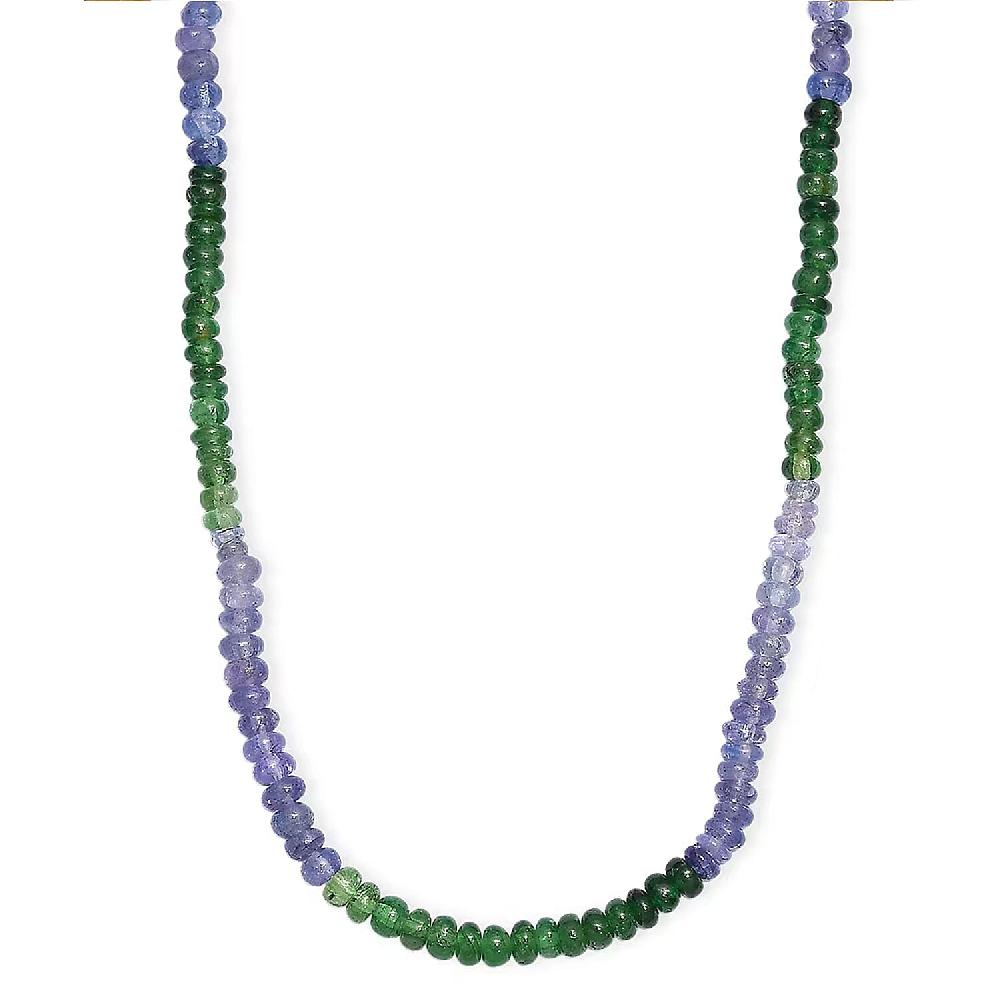 shop lc D'Joy Premium Tanzanite and Tsavorite Garnet 40.00 ctw Beaded Necklace in 18K Vermeil Yellow Gold Over Sterling Silver 18-20 Inches