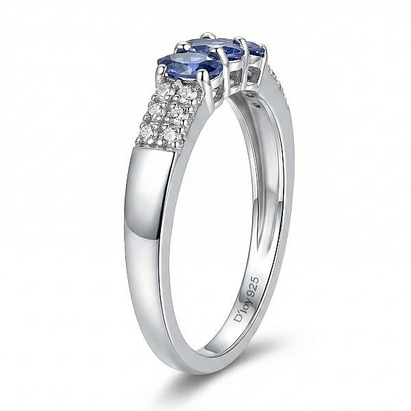Shop Lc D'Joy Premium Tanzanite And White Zircon 0.90 Ctw Ring In Platinum Over Sterling Silver