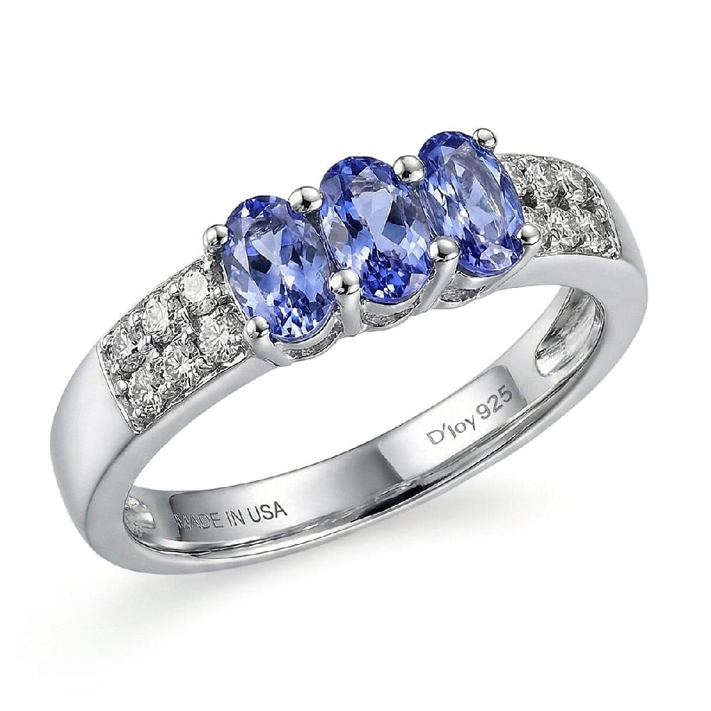 shop lc D'Joy Premium Tanzanite and White Zircon 0.90 ctw Ring in Platinum Over Sterling Silver