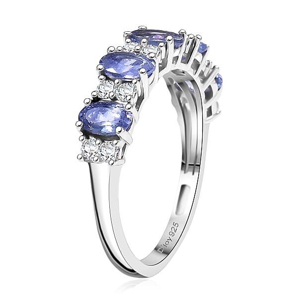 Shop Lc D'Joy Premium Tanzanite And White Zircon 1.60 Ctw Blue Promise Ring In Rhodium Over Sterling Silver