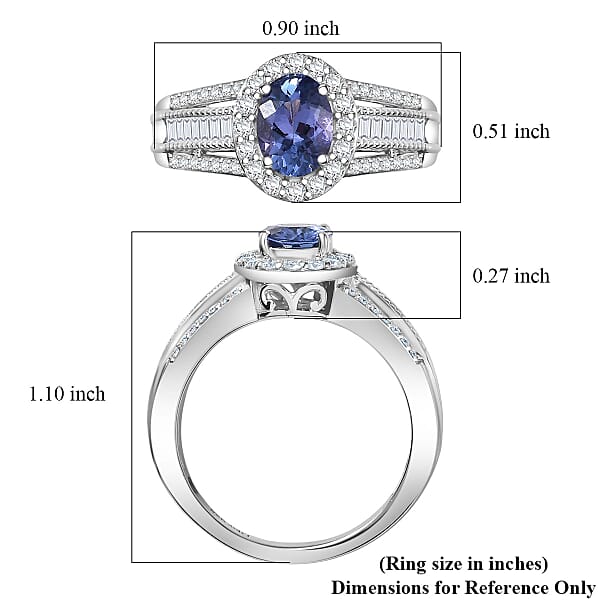 Shop Lc D'Joy Premium Tanzanite Moissanite Ring In Rhodium Over Sterling Silver 1.60 Ctw