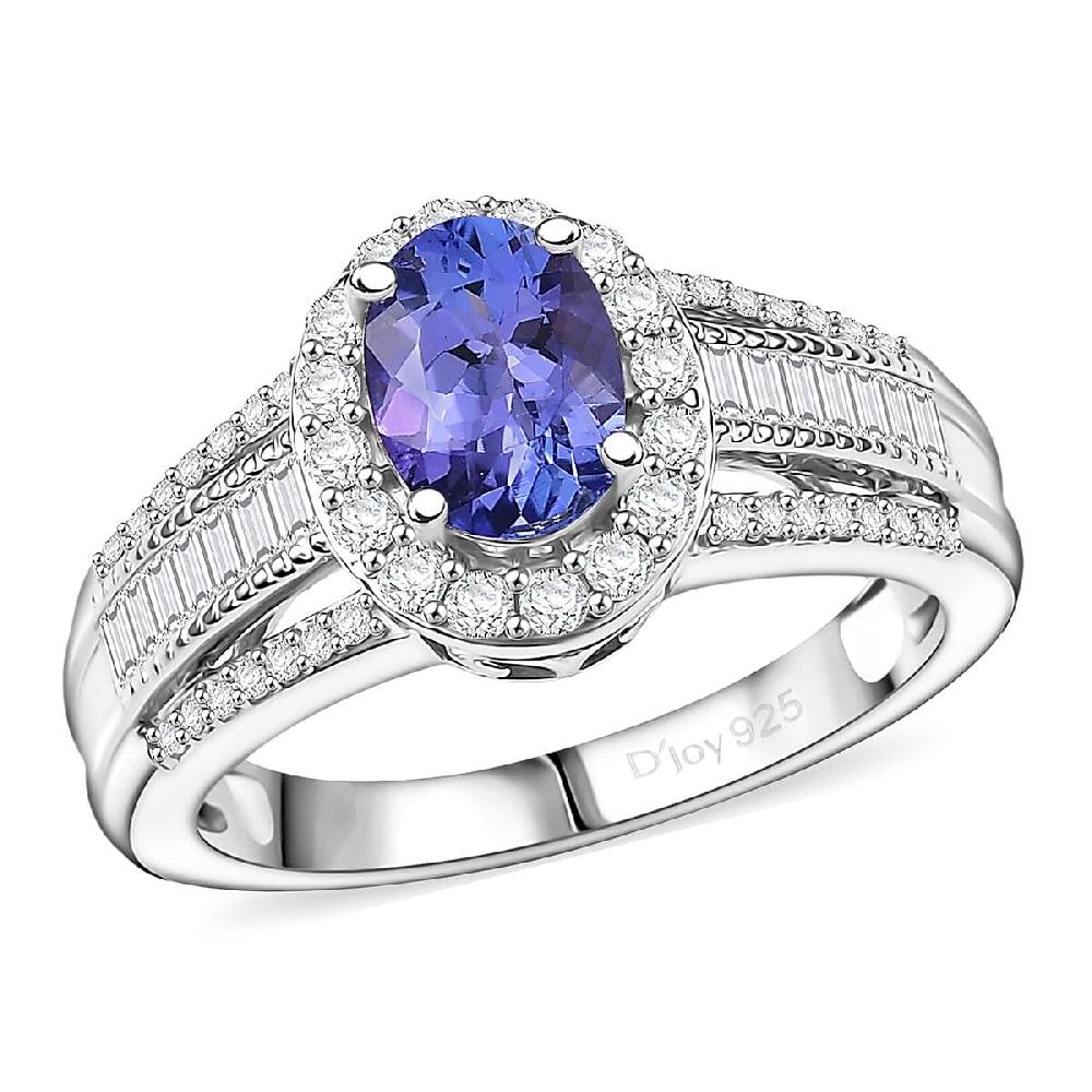 shop lc D'Joy Premium Tanzanite Moissanite Ring in Rhodium Over Sterling Silver 1.60 ctw